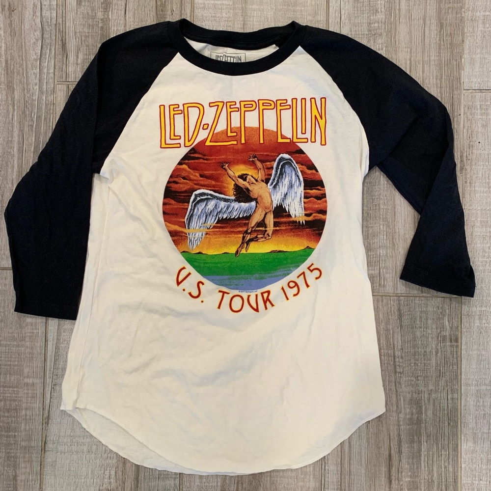 Led Zeppelin 3/4 length graphic tee black and white band tee